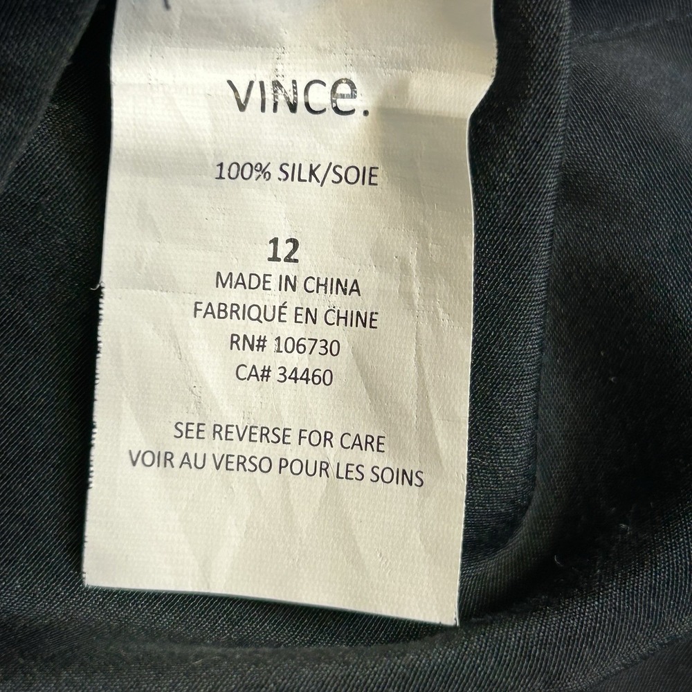 Vince 100% Silk Long Sleeve Shirt‎ Dress Drawstring Waist w/ Pockets Size 12 - Picture 4 of 6